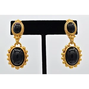 Pendientes colgantes de cabujón de colección negros cepillados dorados gruesos hechos en EE. UU. NUEVOS AÑOS 80 A25 - Imagen 1 de 12