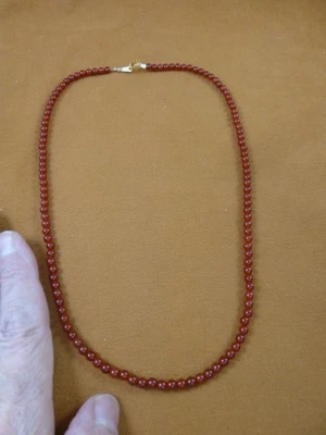 (v320-d) Collar JOYAS Redondo Naranja Cuentas Cornalina Cuentas Piedras Preciosas 18" Largo Foto 1 de 2