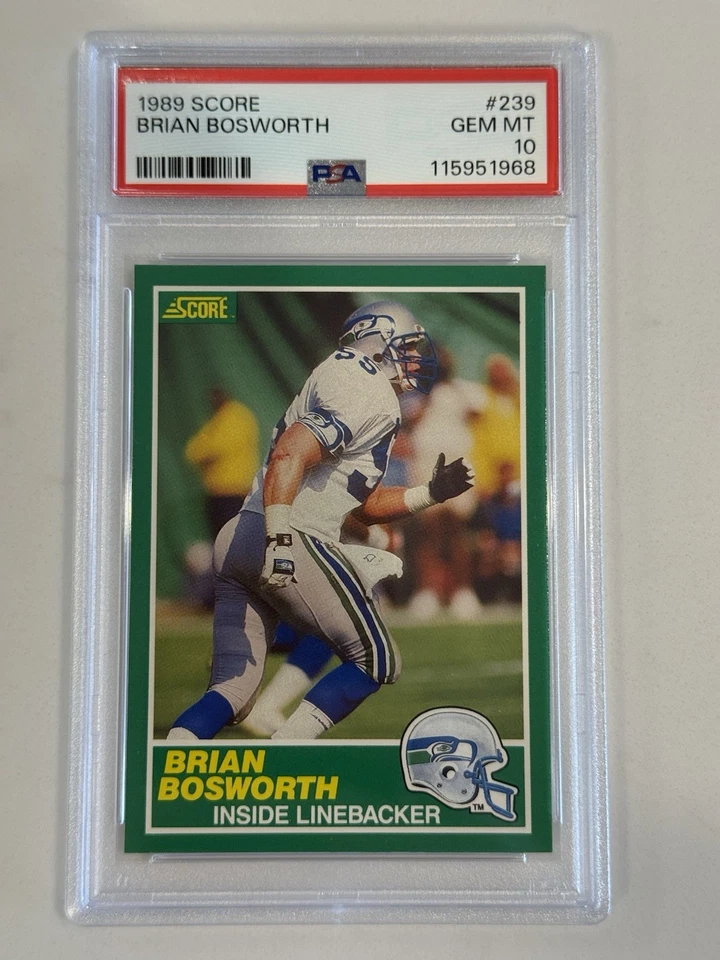 1989 SCORE #239 BRIAN BOSWORTH PSA 10 SEAHAWKS OKLAHOMA SOONERS - Image 1 of 1
