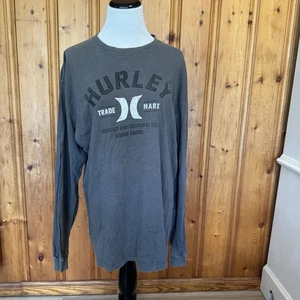 T-shirt manica lunga grigia con logo Hurley Trademark taglia Large - Foto 1 di 8