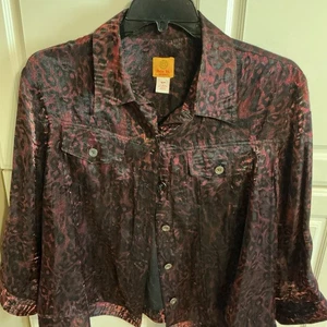 Ruby Rd Women’s  Blouse/ Jacket 18 W.  3/4” Sleeve  Red/Black Iridescent - Picture 1 of 4