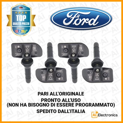 4 x SENSORI TPMS FORD KUGA ALTRI JX7T-1A180-CA PRESSIONE PNEUMATICI 🟢 PRONTI 🟢 - Immagine 1 di 4