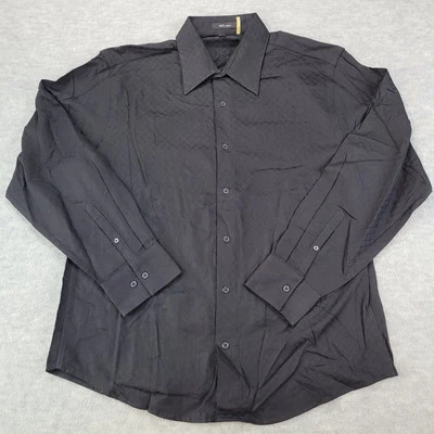 Camisa de vestir Brandini manga larga diseño diamante negro algodón para hombre grande nueva con etiquetas Foto 1 de 4