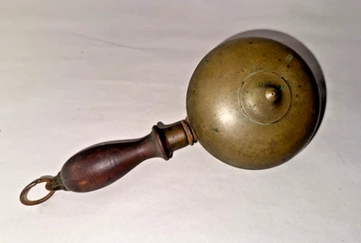 Старинный латунный и деревянный городской звонок пожарной сигнализации XIX века - Изображение 1 из 4