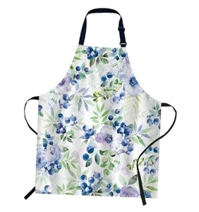 oFloral Apron Unisex Adjustable Bib Apron Cooking Kitchen Watercolor Blueberry - Picture 1 of 8