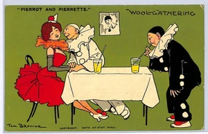 GB COMIC ARTIST *Tom Browne* Postcard PIERROT & PEIRRETTE Unused LEMONADE WP349 - Picture 1 of 12