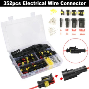 Juego de enchufes de conector de cable eléctrico de 1-4 pines 352 piezas Kit de enchufes automotrices impermeables - Imagen 1 de 12