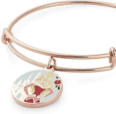 Disney Alex and Ani Oro Rosa PRINCESA AURORA BELLEZA DURMIENTE Ex Brazalete de Alambre Foto 1 de 4