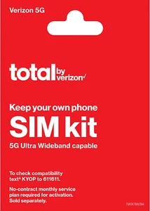 Total by Verizon BYOP Sim Kit (Verizon Network), No Airtime - Prepaid (Locked)