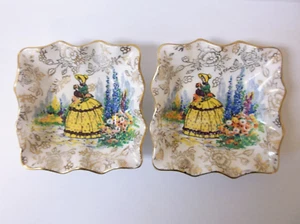 2 Vintage Old Foley James Kent Ltd. Staffordshire 3" x 3" Victorian Nut Dishes - Picture 1 of 9