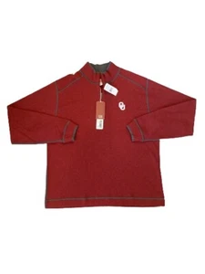 NWT Oklahoma Sooners Cutter & Buck Size Large Cardinal Red Logo 1/4 - Zip Jacket - Picture 1 of 12