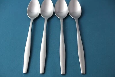 4 Place Oval Soup Spoons Dansk VARIATION V Satin IHQ Stainless Finland 8 1/8" - Image 1 of 4