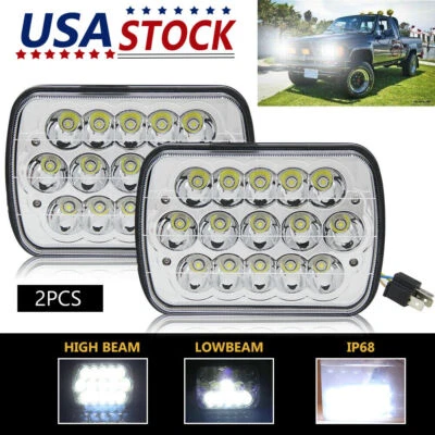 2pcs H6054 7x6 LED Headlight Sealed Beam Square Headlamp For Toyota Truck Pickup - Image 1 of 4