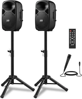 Moukey MPA80 PA System 8“ Speaker 800W Peak Bluetooth Active & Passive + 2 Stand - Image 1 of 4