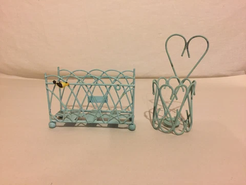 Vintage Metal Napkin and Cup Holder Set Cover