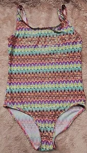 ☆ Primark Girls One Piece Swimsuit Size 12-13 Years Multicolor Geometric Print - Picture 1 of 5