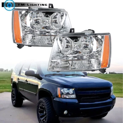 Par de faróis cromados 14 para Chevy Avalanche/Suburban/Tahoe 2007-2013 - Imagem 1 de 4