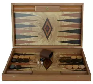 Manopoulos Olive Burl Backgammon Set - Handmade in Greece - Olive wood checkers - Picture 1 of 5