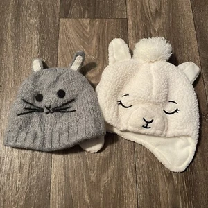 Target Babies Winter Hats Set Of 2 Lamb And Bunny Size 8-12 Months Unisex - Picture 1 of 9