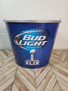 Bud Light Super Bowl XLIX 49 Metal Ice Beer Bucket New England Patriots - Picture 1 of 8