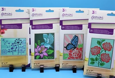 Carpeta y plantillas de estampado en relieve 3D Gemini 5" X 7" rosa - pájaro - mariposa - diente de león Foto 1 de 4