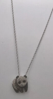 BLACK & WHITE DIAMOND PANDA BEAR STERLING SILVER NECKLACE 18 INCHES. G69 - Image 1 of 4