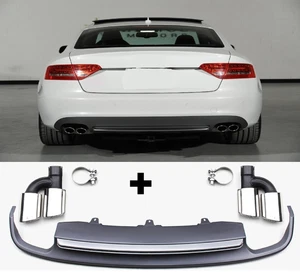 Für Audi A5 8T B8 RS5 S-Line S5 Look Heckschürze Spoiler Diffusor + Endrohre #95 - Imagen 1 de 11