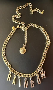 🚨R A I N B O W Letter Charms Gold Tone Necklace (CLEARANCE) - Picture 1 of 3