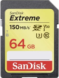 SanDisk Extreme 64 GB SDXC Memory Card, Up to 150 MB/s, Class 10, U3, V30 - Picture 1 of 10