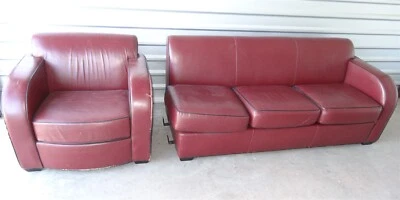 Sofá y silla de cuero modernos decorativos Robert A.M. Stern muebles de negocios de nogal americano  Foto 1 de 4