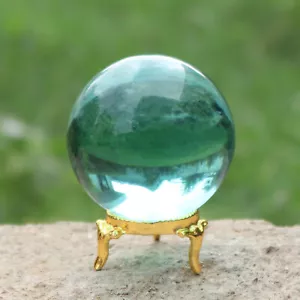 Lab Created Aquamarine Polished 600CT Obsidian Crystal Ball Divination Feng Shui - Picture 1 of 9