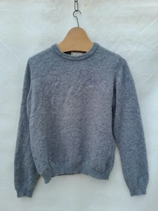 Thomas Burberry Sweater Womens Small Grey Wool Embroidered Logo Made in Spain - Picture 1 of 16