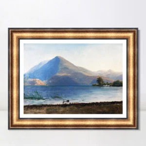 Gerahmtes Leinwandbild Giclée-Druck Ein Boot mit See und Berg von Albert Bierstadt - Bild 1 von 16