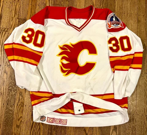 RARE VTG Calgary Flames Mike Vernon 1989 Stanley Cup Authentic Jersey CCM Sz 48 Cover