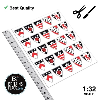 HERALD Britains Repro: Medieval Knight CLASSIC Shield Stickers x25 (1:32 Scale) - Image 1 of 2