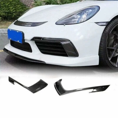 Divisor de aletas de ventilación de aire antiniebla delanteras de fibra de carbono para Porsche 718 Boxster Cayman Foto 1 de 4