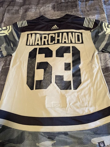 Brad Marchand Boston Bruins Authentic Primegreen Adidas Military Jersey size 52 Cover
