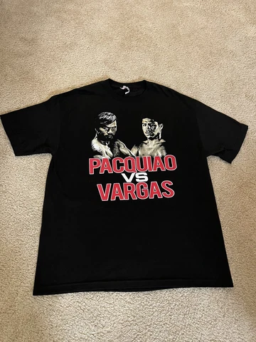 Pacquiao Vs Vargas Boxing Tale Of The Tape Black Shirt Men’s | SIZE XL 2016 Cover
