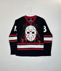 Friday The 13th Jason Voorhees Blood Hockey Jersey Adult Small Black Red Horror - Picture 1 of 14