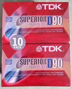 TDK D90 10 Pack Superior Tapes Cassettes - NEW - Sealed - Quick Shipping - Picture 1 of 3