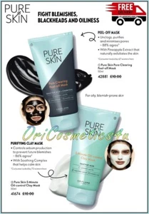 Oriflame Pure Skin Pore Clearing Peel Off Mask & 5 Minute Oil Control Clay Mask - Picture 1 of 12