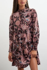 Anthropologie Kleid Damen Größe XS Cady Stufen Tunika Schwarz Paisley Langarm - Bild 1 von 16