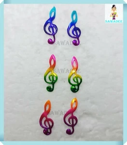 Orecchino Lobo in Argento Smaltato Nota Musicale Multicolor  Boho Hippy  Style - Imagen 1 de 9