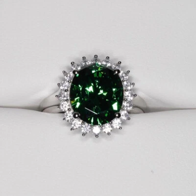 Prinzessin Diana Ring 4 Karat 5A Cubic Zirkonia Ring 3 Farben 925 Sterlingsilber - Bild 1 von 4