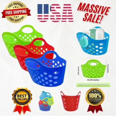 Cestas plásticas leves em vermelho, verde e azul - Solução de armazenamento versátil - Imagem 1 de 4
