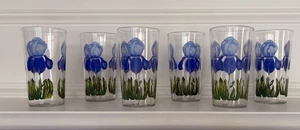 Vintage 1960’s MCM Blue Iris Trinkgläser 6er Set - 8 oz Markenlos - Bild 1 von 7