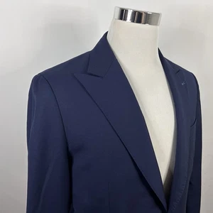 Indochino 42S maßgeschneiderter Sportmantel 100% Wolle dunkelblau spitzes Revers zwei Knöpfe - Bild 1 von 8