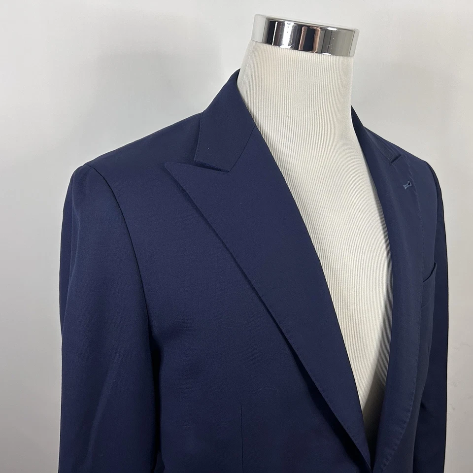 Abrigo deportivo a medida Indochino 42S 100 % lana azul marino solapa pico dos botones Foto 1 de 4