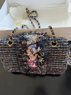 Bolso Chanel Raro 05A Tweed Joyas Lentejuelas Sirena Clásico Solapa Foto 1 de 4
