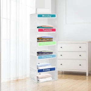 RHAIQBVC 5-Shelf Kids Daily Clothes Organizer - Hanging Closet Home White - Picture 1 of 7